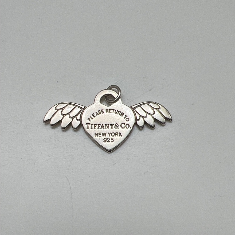 Authentic Tiffany & Co. Silver Heart with Wings Charm necklace pendant RARE